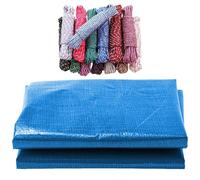 Telone Occhiellato 420 x 520 cm Resistente Ai Raggi UV Telone Impermeabile per Esterno con Occhielli Rinforzati per Mobili da Giardino, Trampolino Auto, Blu