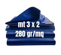 Telone Occhiellato Extra Pesante 280 g/m² Impermeabile Rinforzato - Copertura in Polietilene con Occhielli in Alluminio (mt 3 x 2-280 gr./mq)