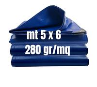 Telone Occhiellato Extra Pesante 280 g/m² Impermeabile Rinforzato - Copertura in Polietilene con Occhielli in Alluminio (mt 5 x 6-280 gr./mq)