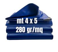 Telone Occhiellato Extra Pesante 280 g/m² Impermeabile Rinforzato - Copertura in Polietilene con Occhielli in Alluminio (mt 4 x 5-280 gr./mq)