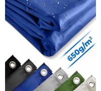 Jago® Telo Impermeabile - 4 x 3 m, PVC 650 g/m², Impermeabile, Antipioggia, con Occhielli, Blu - Telo Copritutto Occhiellato, Copertura, Telone Protettivo da Esterno, Legna, Campeggio
