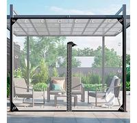 Telone Occhiellato Impermeabile,Telo PVC Trasparente per Esterno, 0.35mm Tela Cerata Frangivento,per mobili da giardino, piscina, auto, Copertura Tettoia con 1 cerniera(Size:2.5x2.5m)