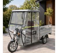 Telone per Triciclo Elettrico Completamente Chiuso | Per Triciclo Cargo a 3 Ruote, Parabrezza Protettivo, Design Trasparente per l'uso i(Red)