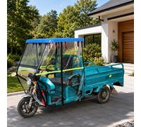 Telone per Triciclo Elettrico Completamente Chiuso | Per Triciclo Cargo a 3 Ruote, Parabrezza Protettivo, Design Trasparente per l'uso i(Sky blue)