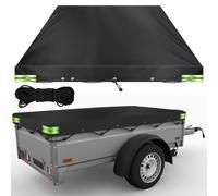 Telone piatto per rimorchio con corda per telone, 209 x 115 x 10 cm, in tessuto Oxford 420D, impermeabile, antivento, antistrappo, per rimorchi auto (nero)