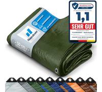 Telone protettivo di copertura, per campeggio, giardino e attività all’aperto, impermeabile, con occhielli (3 x 4 m, 140 g/m², verde)