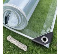 Telone PVC Occhiellato 100 x 150 cm 400 G M² - PVC Trasparente, Resistente Alle Intemperie, Impermeabile Trasparente con Occhielli per Balcone, Mobili da Giardino, A