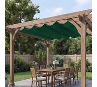 Telone retrattile Wave e 3 x 4,2 m, impermeabile, protezione dai raggi UV, per patio e terrazza, verde scuro impermeabile