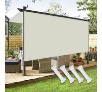 Telone rettangolare impermeabile, 2 x 6 m, protezione UV al 98%, con occhielli, per la privacy, per giardino, patio, balcone, colore crema, copertura resistente
