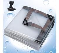 Telone trasparent, Telo di copertura impermeabile con occhielli, telo plastica polietilene 0.12 mm, Telone impermeabile trasparente per esterno giardino pergolato(4.5x20 m)