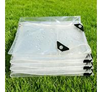 Telone Trasparente 100 x 150 cm con Occhielli Telone Impermeabile Trasparente per Terrazzo Pieghevole per Balcone, Giardino, Serra, Colore trasparente