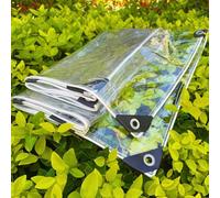 Telone trasparente, 2,1 x 3 m, telone trasparente con occhielli, 14 MiL resistente impermeabile con bordo rinforzato per patio e padiglione, portico e giardino all'aperto per animali domestici