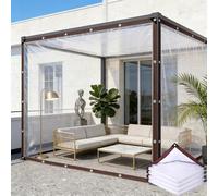Telone Trasparente 220 x 450 cm 400 G M², in PVC Resistente Uv, Antipioggia Antistrappo, Antipolvere, Protezione Dal Vento, Telone Trasparente Occhiellato per Esterni, incolore