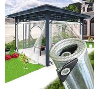 Telone trasparente 5 x 8 m, 0,35 mm, impermeabile, in PVC, con occhielli, per protezione delle piante e tende da pioggia, multiuso, per esterni