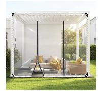 Telone Trasparente Antivento Pieghevoli Resistente Alle, Teloni Pannelli Laterali, 0.5mm Spessore Telo di Protezione Resistente UV Antistrappo in PVC for Esterno(H2.6xW5m/H8.5xW16.4ft)