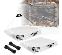 Telone trasparente da 2,4 x 3 m, 2 pezzi, spesso 12 mm, antistrappo, resistente, impermeabile, trasparente, con occhielli per coprire polli, serre, piante da giardino