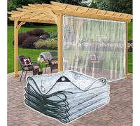 Telone trasparente e resistente, 1 x 4,5 m, 420 g/m², con occhielli, per esterni, in PVC, antivento, resistente agli strappi, per giardino, gazebo con fascette per cavi