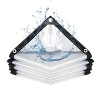 Telone Trasparente Impermeabile, 2.5x3.5m Telo PVC Resistente Esterni con Occhielli, Tarpaulin Protettiva per Mobili da Giardino Serra Balcone Terrazza Isolamento Piante