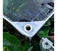 Telone trasparente impermeabile con occhielli, 0,3 mm, 400 g/㎡, copertura in PVC per mobili da giardino e piante, resistente alle intemperie, protezione dalla pioggia, 3,2 m x 8,2 m
