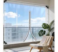 Telone Trasparente Impermeabile,Pannelli Laterali Di Telo in Pvc Trasparente per Esterni Con Cerniere,Telono per Vetri Ad Alta Resistenza,Spessore 0,35mm,420g/m²,WxH-3.8x2.7m/12.5x8.9ft