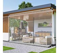 Telone trasparente impermeabile per esterni, con porta con cerniera, 0,5 mm, in PVC, con occhielli, pannelli laterali trasparenti impermeabili per gazebo, pergola, larghezza 1 × altezza 0,5 m