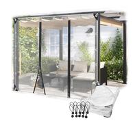 Telone trasparente impermeabile per esterni, con porta con cerniera, copertura in plastica PVC per gazebo, pergolato, patio, terrazza, protezione della privacy e delle intemperie