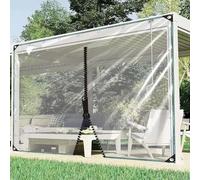 Telone Trasparente Impermeabile per Impieghi Gravosi 420g/㎡,Telo in Vinile Pvc Con Occhielli,Pannelli Laterali Di Teloni Antipioggia per Gazebo,0,35mm di spessore,WxH-1x1.5m/3.3x4.9ft