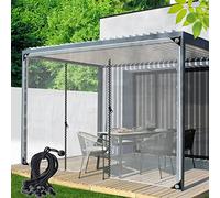 Telone trasparente impermeabile resistente con porta con cerniera - Pannello in PVC personalizzato per pergola portico gazebo - Dimensioni della copertura esterna: 4,5 x 4,5 x 3 m