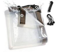 Telone trasparente impermeabile, Telo di copertura trasparente con occhielli, Telo Occhiellato Rinforzato in PE 140g/m², Tende Antipioggia Esterno 2x2m 3.5x15m 4x8m 5x11m 6.5x20m 10x10m(6x12 m)