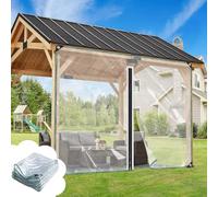 Telone Trasparente in Vinile per Esterni,Teloni Trasparenti Impermeabili,Pannelli Laterali Di Pvc Trasparente per Giardino Pergole,0,35mm,420g/㎡,Personalizzabili.,2zips-1x1.8m/3.3x5.9ft