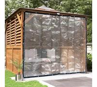 Telone trasparente in vinile resistente, impermeabile, 2,4 x 3 m, con bordi rinforzati e occhielli per esterni, patio, protezione da giardino, trasparente, nero