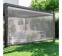 Telone trasparente in vinile resistente, impermeabile, 2,4 x 4,9 m, con bordi rinforzati e occhielli per esterni, patio, protezione da giardino, trasparente, nero