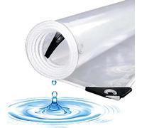 Telone Trasparente Occhiellato Impermeabile Teloni PVC Pesante per Esterno - Telo Copertura Protezione Piante con Corda - 420g / m² - Spessore