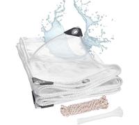 Telone trasparente resistente, 0,39 mm, in vinile PVC impermeabile, 5,5 x 5,5 m, resistente ai raggi UV, trasparente, per patio, veranda, piscina, serra, balcone, resistente agli strappi e al freddo