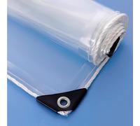 Telone trasparente resistente con occhielli, telo impermeabile in PVC trasparente da 0,35 mm, telo di copertura trasparente antivento e antistrappo, per giardino esterno, personalizzato (150 cm x 150