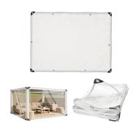 Telone Trasparente Resistente con Occhielli, Telo Impermeabile in PVC Trasparente da 0,35 mm, Telo di Copertura Trasparente Antivento e Antistrappo per Pergolato, Terrazzo(3x8ft/0.9x2.4m)