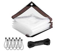 Telone Trasparente, Telo Impermeabile Trasparente Con Occhielli Rinforzati, Multiuso Per Uso Esterno, Per Mobili Da Giardino, Pannelli Laterali Per Gazebo, Antistrappo Clear,4×4 FT