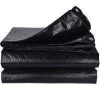 Teloni Heavy Duty Impermeabile Tessuto Nero Poly Tarpaulin Outdoor Reversibile Poly Tarp con Occhielli, 9.9x16.5ft/3x5m