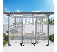 Teloni Trasparenti in PVC Pesan Teimpermeabili con Porta a Cerniera,Telone Protettivi Resistenti al Taglio,Pannelli Laterali in Telo Trasparente,per Carport,Pergola,Serre,WxH-4.5x3m/14.8x10.8ft
