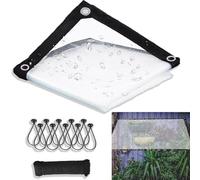 Teloni Trasparenti Resistenti e Impermeabili, teloni per Esterni 4x5 Piedi/Gazebo in PVC con Occhielli e 1 Rotolo di Corde, plastica
