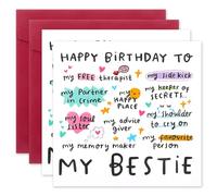 Telooco 2 Pezzi Biglietti D'auguri Divertenti per Sorelle Amiche Biglietti D'auguri per Ragazze Sorelle con Busta Grande 15 x 15 cm Scarabocchi Colorati Regalo di Buon Compleanno per Amica