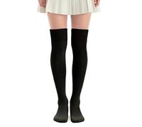 Telooco Calzini Sopra il Ginocchio da Donna 50cm Lunghi Calze Alte in Cotone Lolita Calzini a Treccia Calze Autoreggenti Scaldamuscoli Caldi per Donne e Ragazze (Nero)