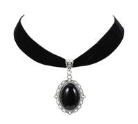 Telooco Gotico Collana Girocollo con Diamanti Ciondolo Nero Catena Costume Collare Gotico Regolabile da Donna Vintage Girocollo in Velluto Gioielli per Sposa Vampiro Halloween Cosplay