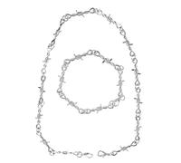 Telooco Set Collana e Bracciale in Filo Spinato Punk Gothic, Accessori Versatili per Uomo e Donna