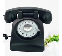 TelPal - Telefono da scrivania in stile retrò, con cordino, stile vintage, con quadrante rotante, per casa, ufficio, hotel, stile antico, regalo per anziani, colore: nero