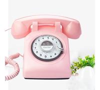 TelPal - Telefono da scrivania in stile retrò, con cordino, stile vintage, con quadrante rotante, per casa, ufficio, hotel, per anziani, idea regalo (rosa)