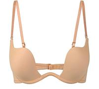 Telusu A più Vie Reggiseni Push Up per Le Donne Schiena Bassa Sexy Bralette Biancheria Intima Invisibile Tuffo in profondità Reggiseno all'Americana da Donna (Color : Beige, Size : 80/36C)