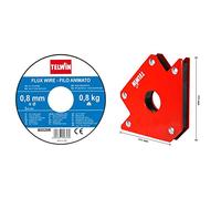 Telwin Bobina Filo Halma FLUX, 0.8mm -0.8 kg per saldatura & 802583 Posizionatore Magnetico per Saldature, 0.1 V, Rosso, 23 kg max