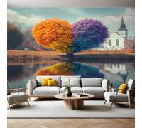 Tema D'Amore Carta da Parati 250x175 cm Un albero a forma di cuore Fotomurale Art Sfondo TNT Murale Fotografica per Soggiorno Camera Ristorante Ufficio Camera dei Bambini e Decor da Parete