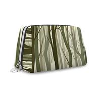 Tema dell'albero, organizzatore di trucco in pelle, stampa di alberi a tema madre natura, borsetta, borsa da toeletta, sacchetto per trucco impermeabile, verde, M, Verde_10, Taglia unica, Beauty Case